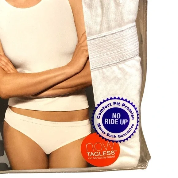 Vintage Hanes Classic White 3 Pack Ringspun Cotton Bikinis, Size 7 New Old Stock - Picture 5 of 6